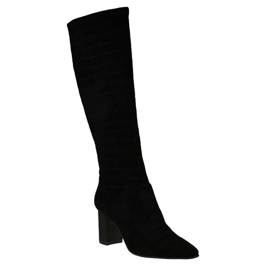 Caprice 9-25502-21 044 Black Suede Heeled Long Boot