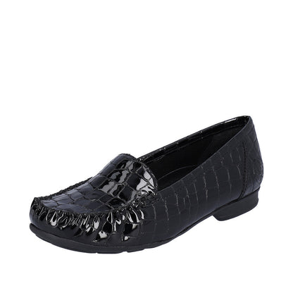 Rieker 40071-00 Ladies Black Patent Slip On Shoe