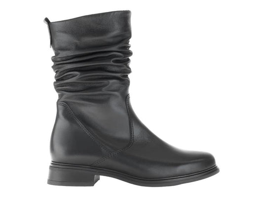 Gabor 52.793.57 Ladies Hodie Black Mid Length Ruched Boot.