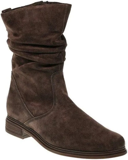 Gabor 8040.02.003 Ladies Hodie Brown Suede Mid Length Ruched Boot