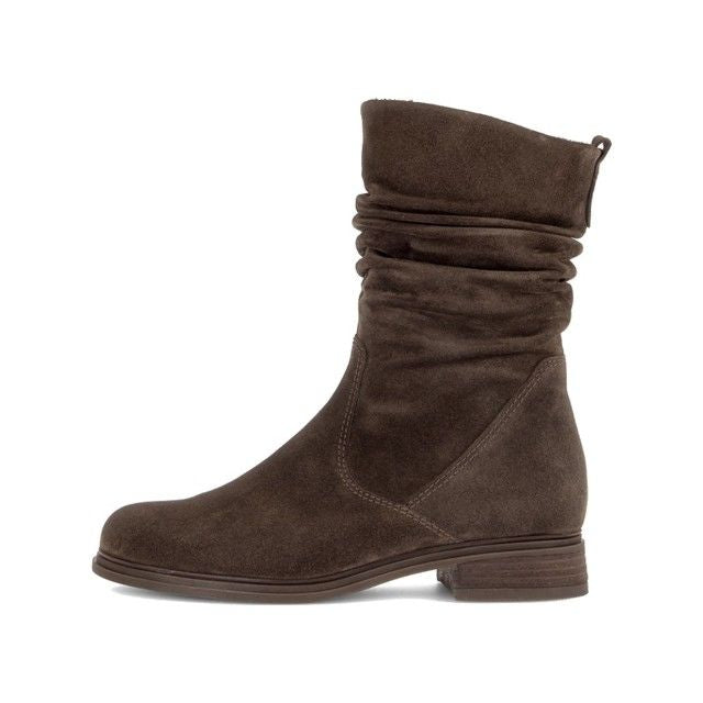 Gabor 8040.02.003 Ladies Hodie Brown Suede Mid Length Ruched Boot