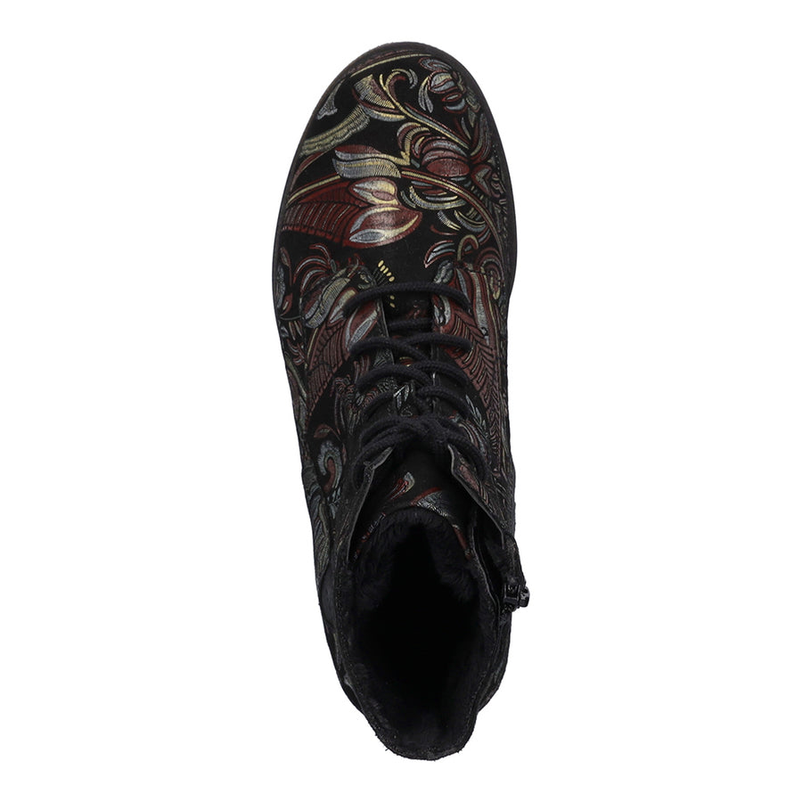 Josef Seibel Ladies Sanja 01 Floral Print Ankle Boots 76501 VL251 100
