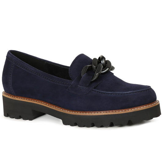 Gabor 4013.01.003 Ladies Squeeze Navy Suede Loafer
