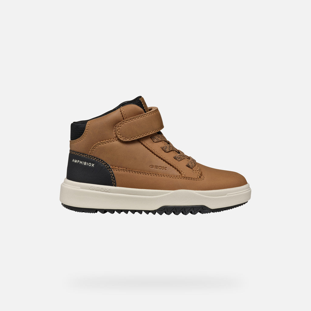 Geox J16MFA Boys Tan/Black Waterproof High-Top