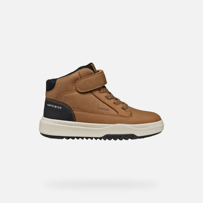 Geox J16MFA Boys Tan/Black Waterproof High-Top