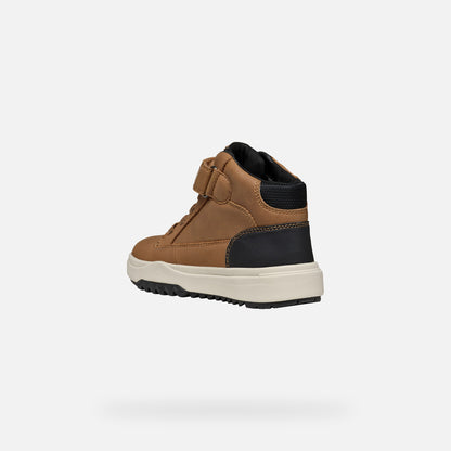 Geox J16MFA Boys Tan/Black Waterproof High-Top