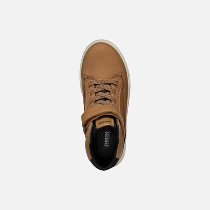 Geox J16MFA Boys Tan/Black Waterproof High-Top