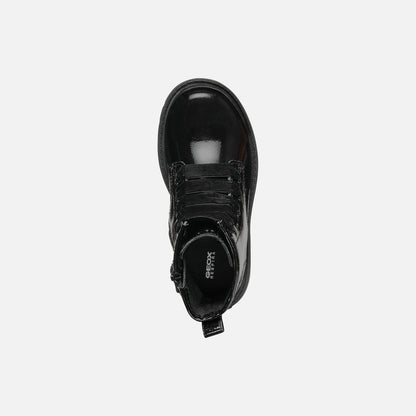 Geox J46EXA J Shaylax Black Patent Lace Boot