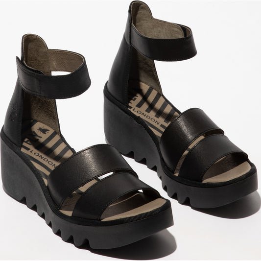 Fly  London P501290007 Bono Black Ankle Strap Sandal