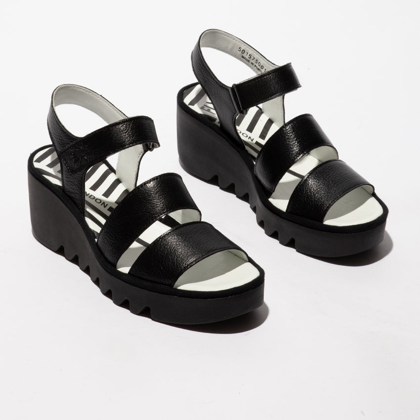 Fly London P501575001 Mousse Black Sandal