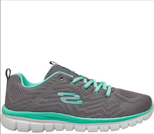 Skechers Ladies Graceful - Get Connected Turqoise/Charcoal Grey Trainers 13591