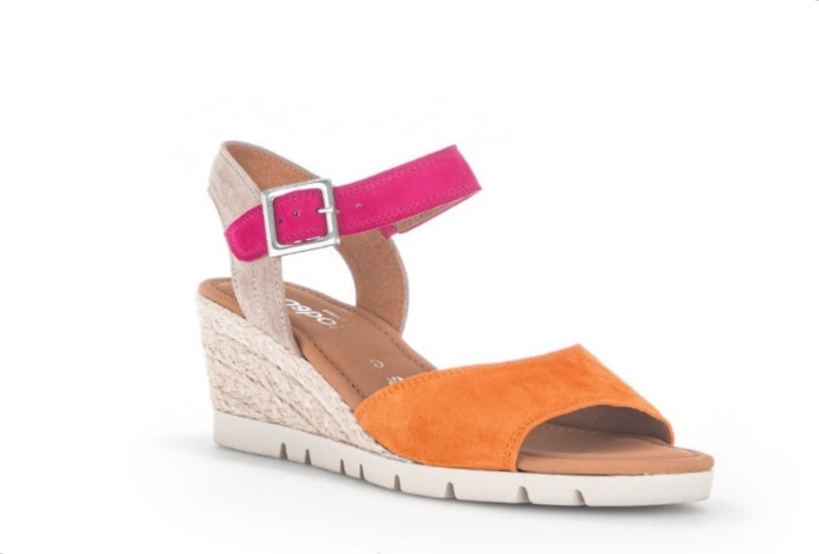 Gabor 22.042.69 Nieve Pink/Orange Kombi Wedge Sandal