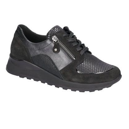 Waldlaufer H64007 601 001 Hiroko Black Zip and Lace