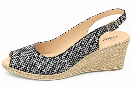 Caprice 9-28350-22 009 Black Pepita Wedge Heel