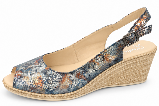 Caprice 9-28350-28 812 Blue Multi Wedge Heel