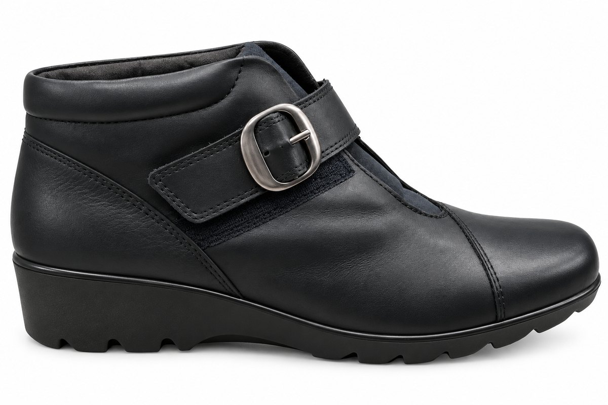 Hotter Tamara Navy Leather Suede Ankle Boot