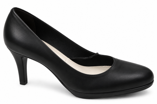 Tamaris 1-22428-28 003 Black Leather Court Shoe
