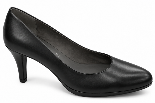 Tamaris 1-22405-25 001 Black Leather Court Shoe