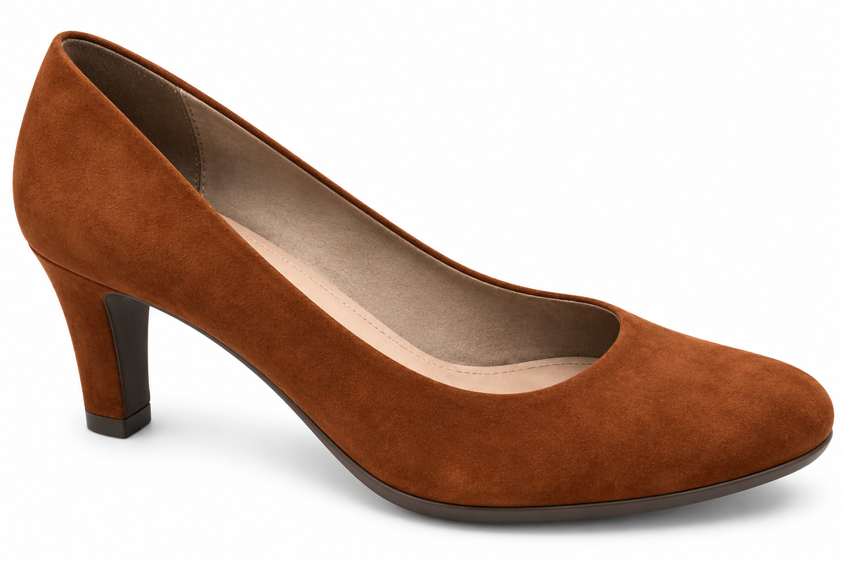 Tamaris 1-22420-27 305 Cognac Suede Court Shoe