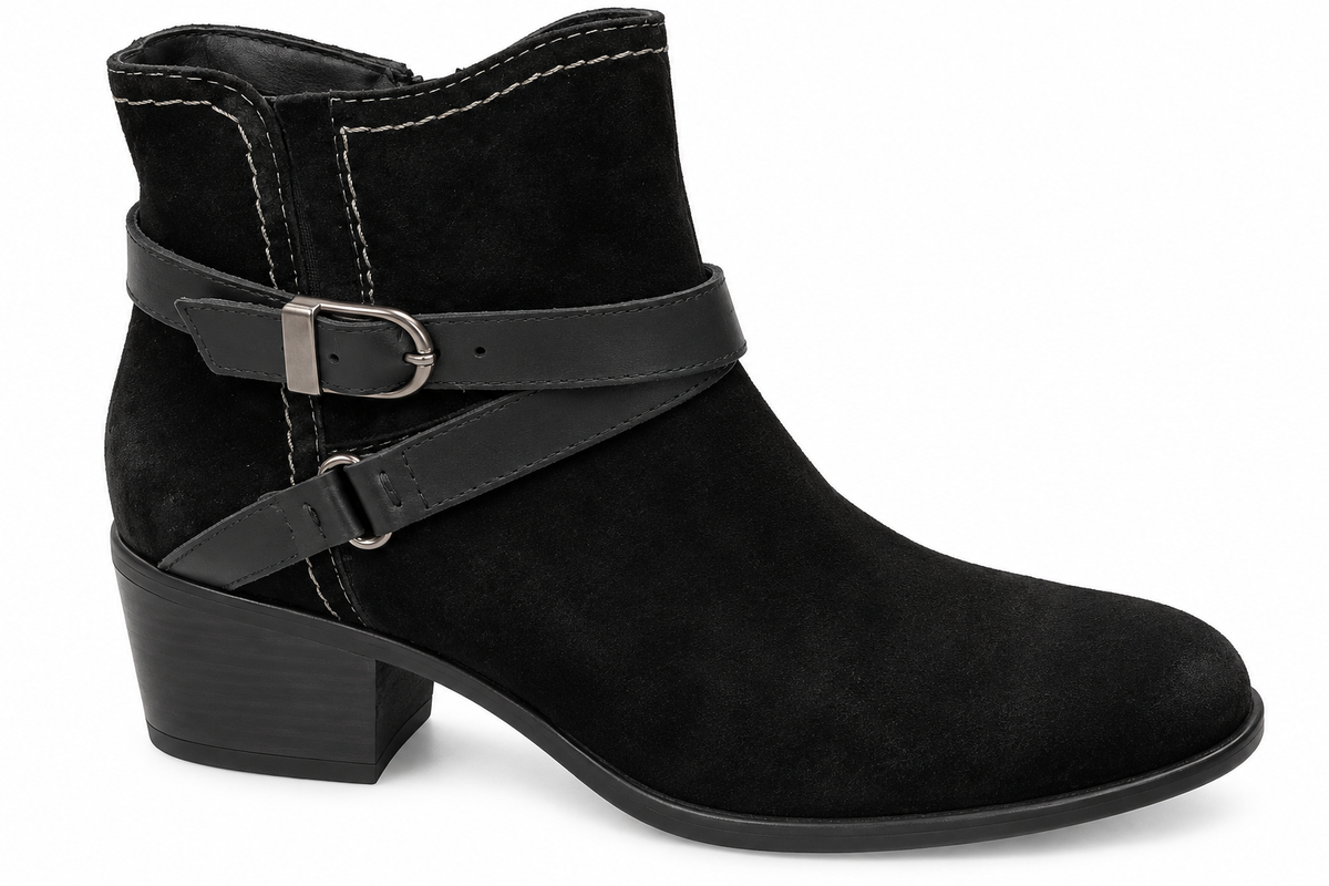 Tamaris 1-25010-27 001 Black Leather Suede Ankle Boot