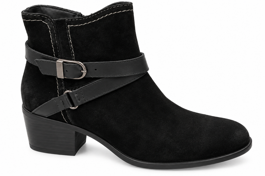 Tamaris 1-25010-27 001 Black Leather Suede Ankle Boot