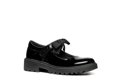Geox J1620E Girls Mary Jane Bow  Black Patent Shoe