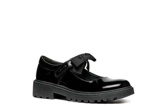 Geox J1620E Girls Mary Jane Bow  Black Patent Shoe