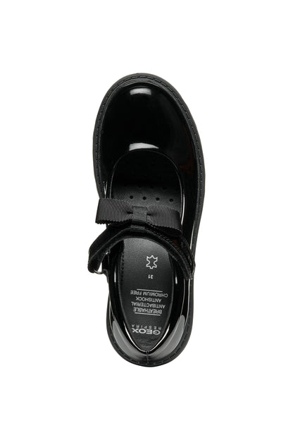 Geox J1620E Girls Mary Jane Bow  Black Patent Shoe