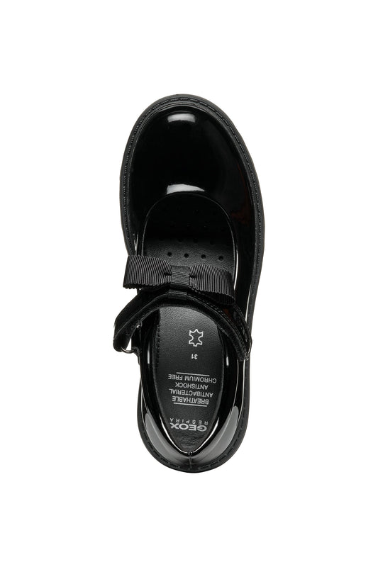 Geox J1620E Girls Mary Jane Bow  Black Patent Shoe