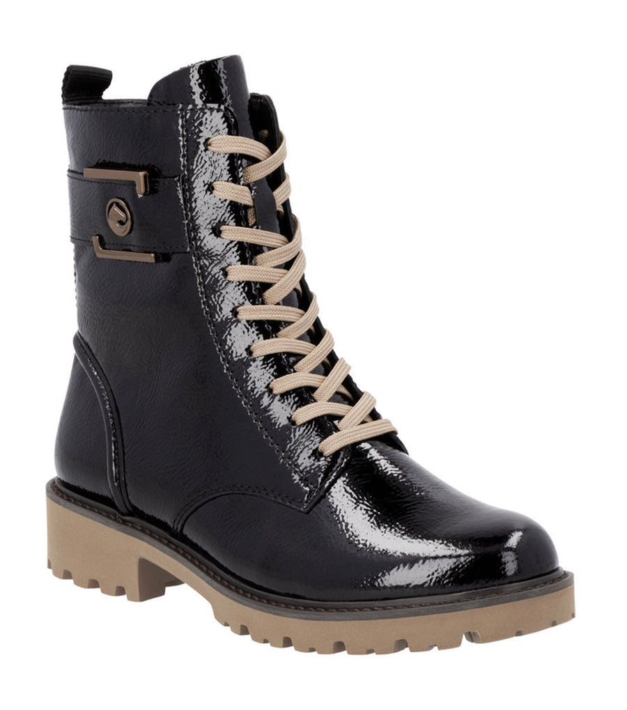 Remonte D8663-00 Ladies Black Patent Ankle Boot