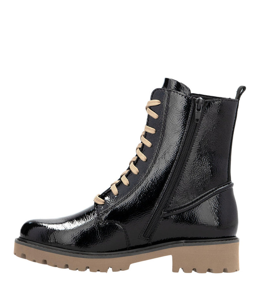 Remonte D8663-00 Ladies Black Patent Ankle Boot
