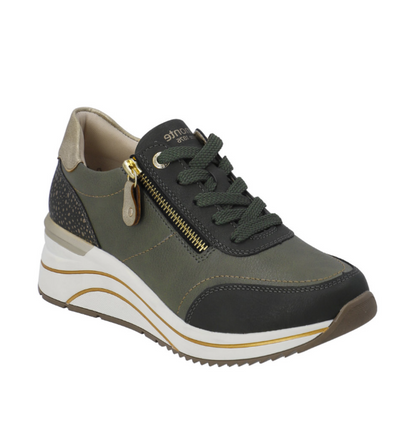 Remonte D0T00-54 Ladies Green Zip Trainer