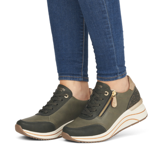 Remonte D0T00-54 Ladies Green Zip Trainer