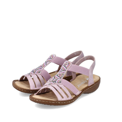 Rieker 60801-30 Ladies Pink Sandal