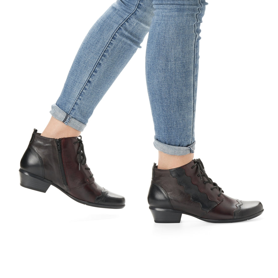 Remonte Ladies Black Combination Ankle Boots R8371-02