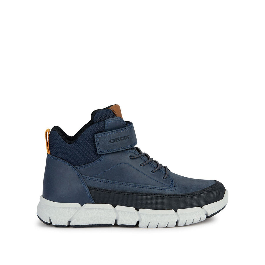 Geox J369BA J Flexyper Boys Navy Leather Trainer