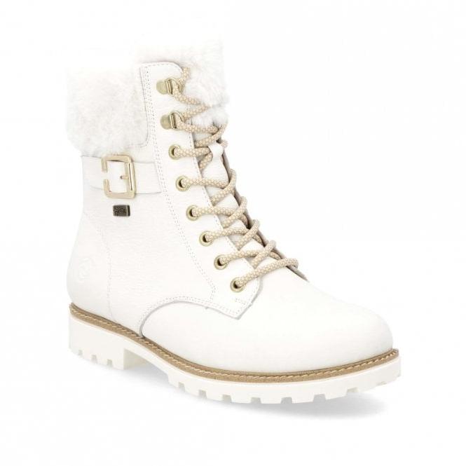 Remonte D8481-80 Ladies White Fur Trim Chunky Boot.