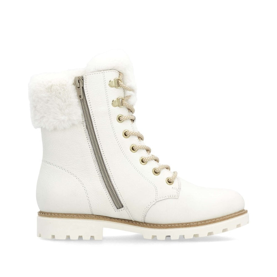 Remonte D8481-80 Ladies White Fur Trim Chunky Boot.