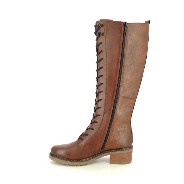 Remonte D1A74-22 Ladies Lace Up Long Leg Brown Boot