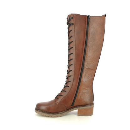 Remonte D1A74-22 Ladies Lace Up Long Leg Brown Boot