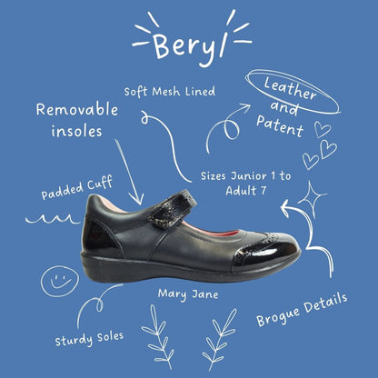 Ricosta 50 8500 6402/095 Beryl Girls Black Patient Shoe