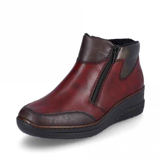 Rieker 48754-35 Ladies Red Zip Ankle Boot