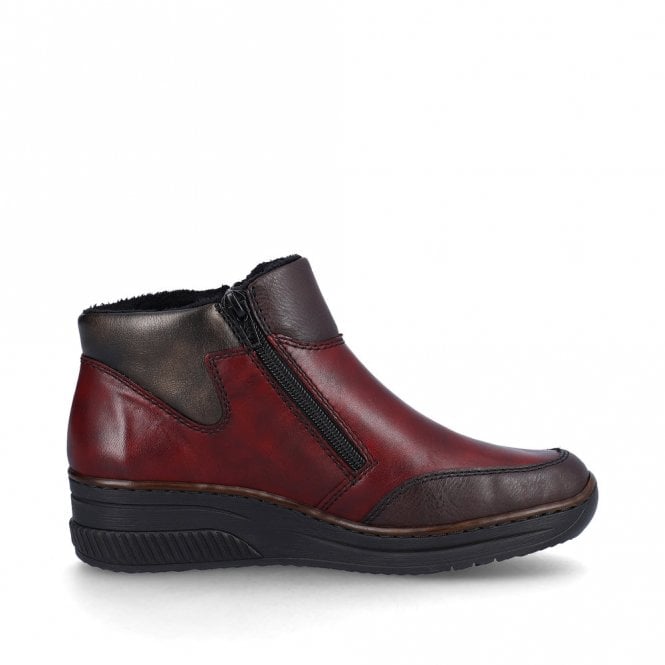 Rieker 48754-35 Ladies Red Zip Ankle Boot