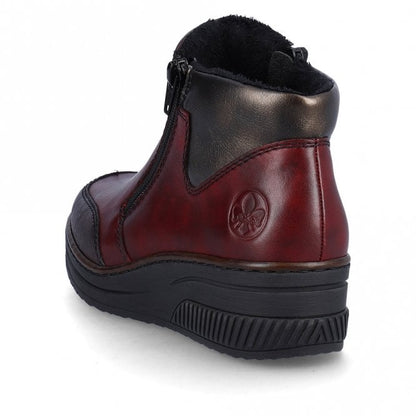 Rieker 48754-35 Ladies Red Zip Ankle Boot