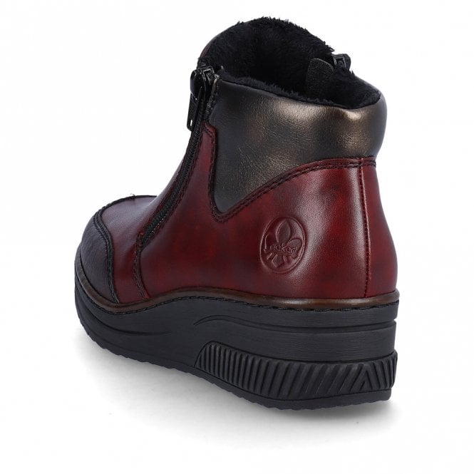 Rieker 48754-35 Ladies Red Zip Ankle Boot