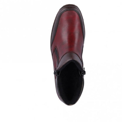 Rieker 48754-35 Ladies Red Zip Ankle Boot