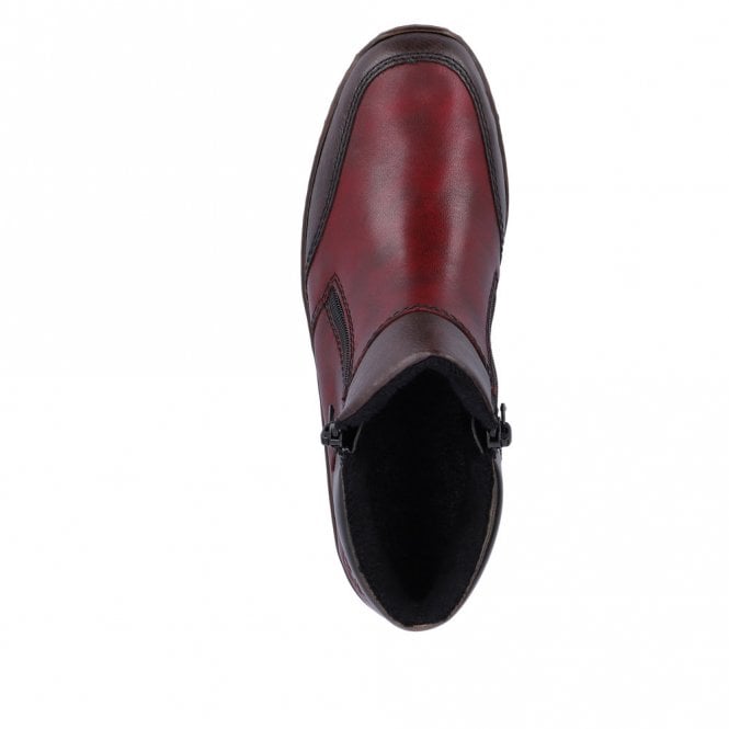Rieker 48754-35 Ladies Red Zip Ankle Boot