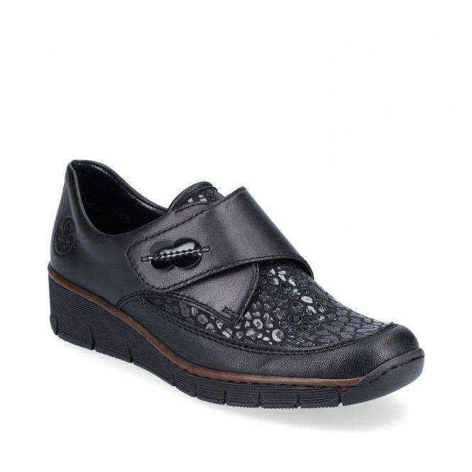 Rieker Ladies 537C0-00 Black Velcro Shoe