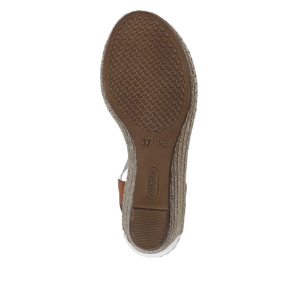 Rieker 624H6-81  Ladies White Wedge Sandal