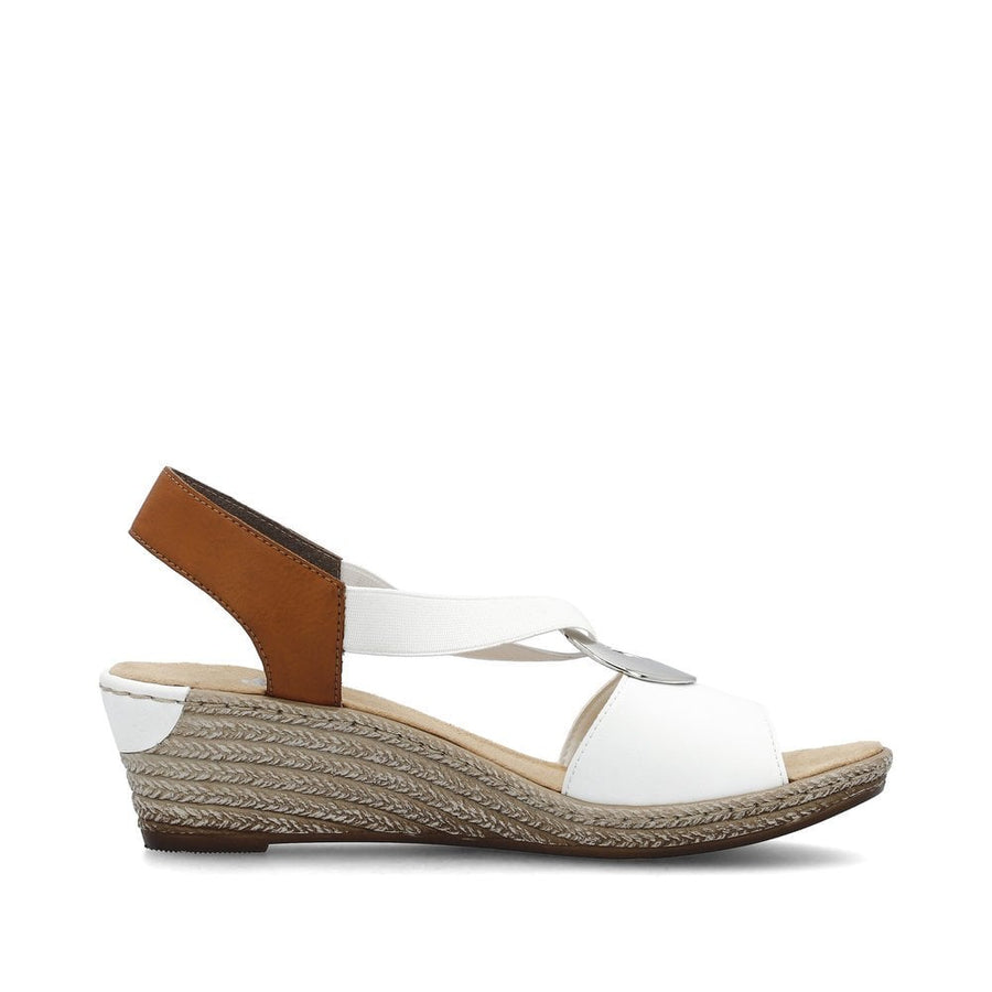 Rieker 624H6-81  Ladies White Wedge Sandal
